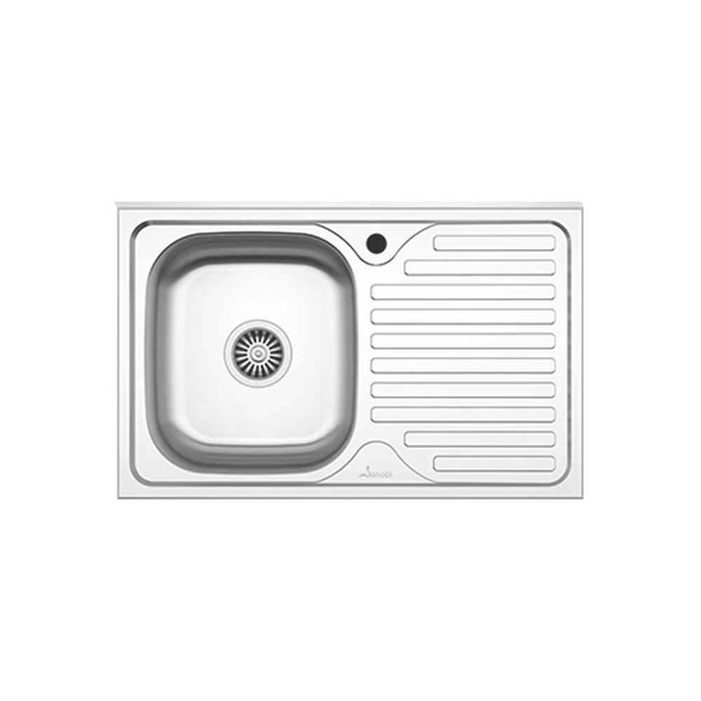 Set Masca Chiuveta Karo, Gri Lucios/Alb, MDF, 80 x 50 x 80 cm, Chiuveta Inox, Cuva stanga