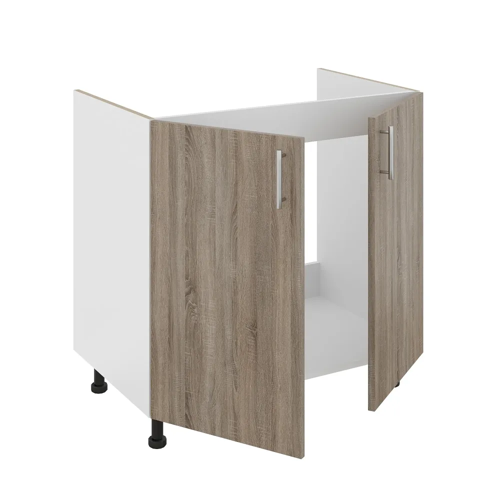 Set Masca Chiuveta Karo, Stejar Sonoma Inchis/Alb, 80 x 50 x 80 cm, Chiuveta Inox, Cuva dreapta