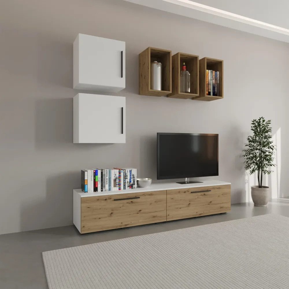 Living Kos haaus V8, Alb/Stejar Artisan, L 190 cm
