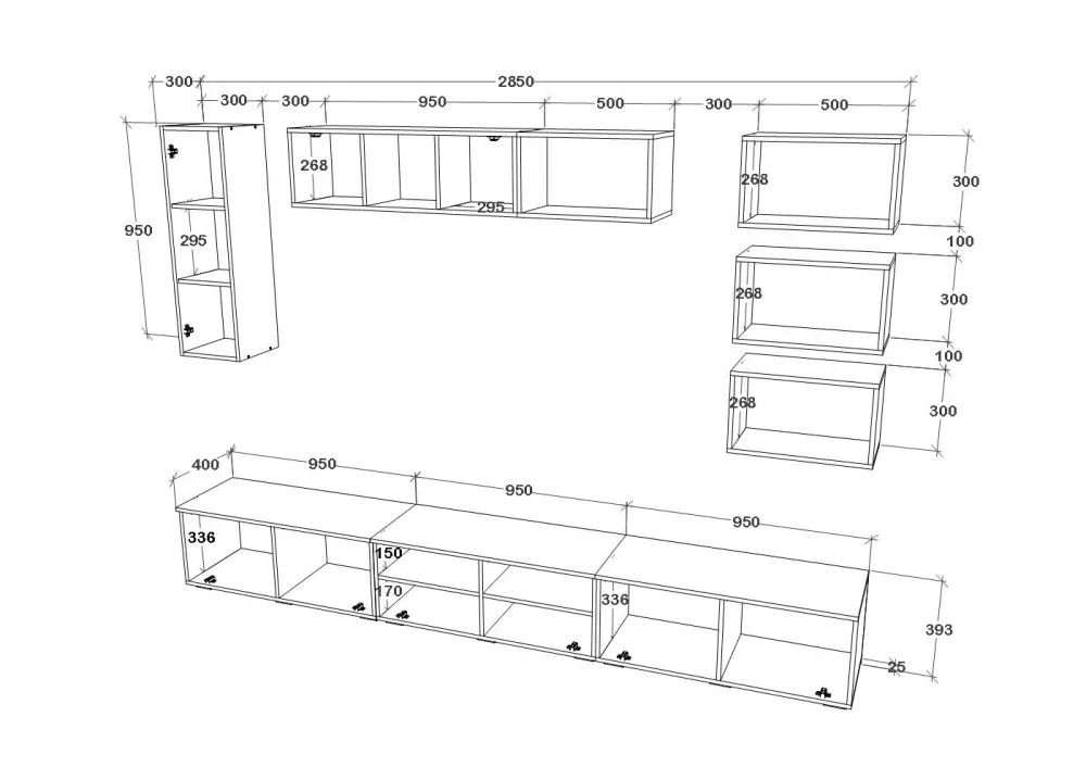Living Kos haaus V5, Antracit/Stejar Artisan, L 285 cm