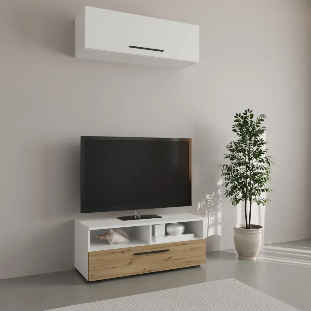 Living Kos haaus V11, Alb/Stejar Artisan, L 95 cm