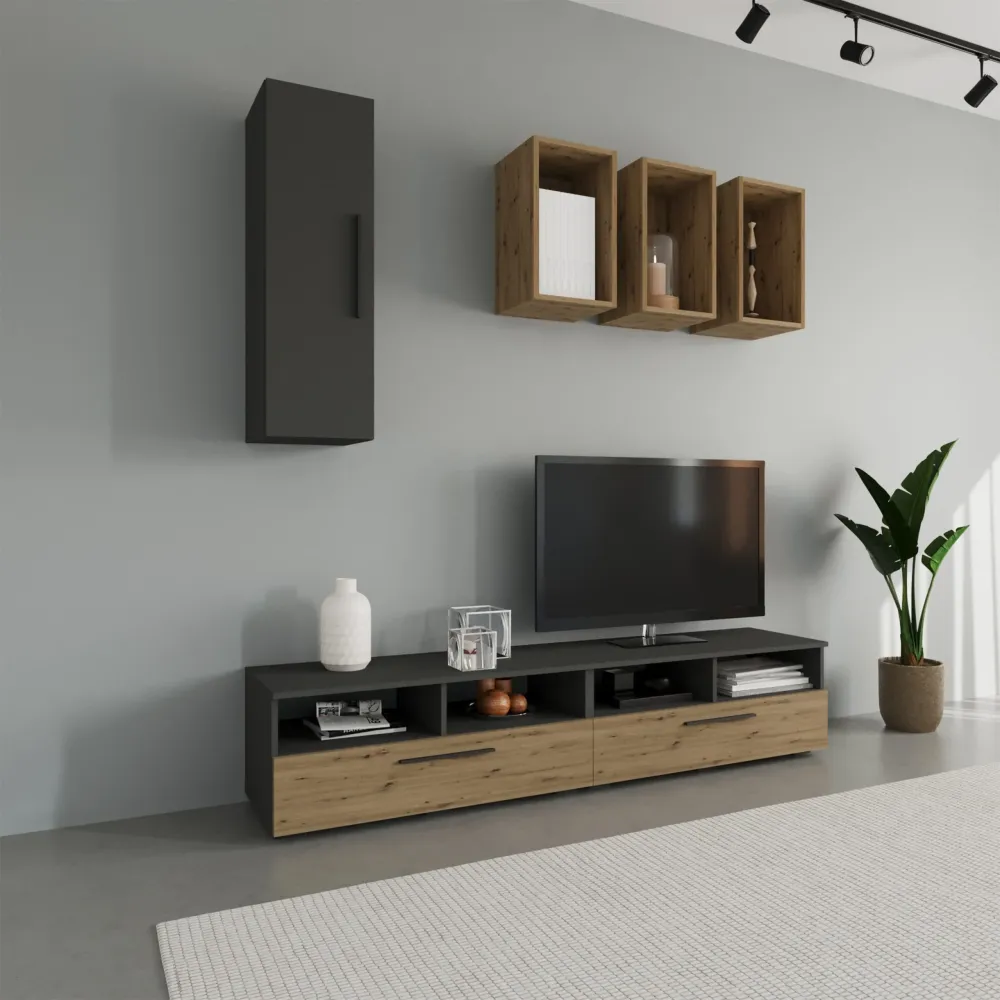 Living Kos haaus V12, Antracit/Stejar Artisan, L 190 cm