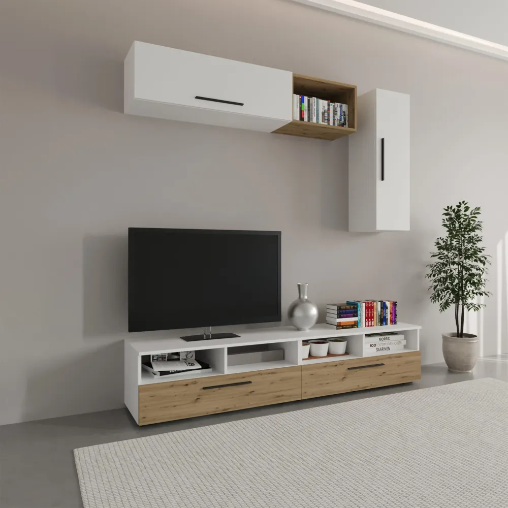 Living Kos haaus V13, Alb/Stejar Artisan, L 190 cm