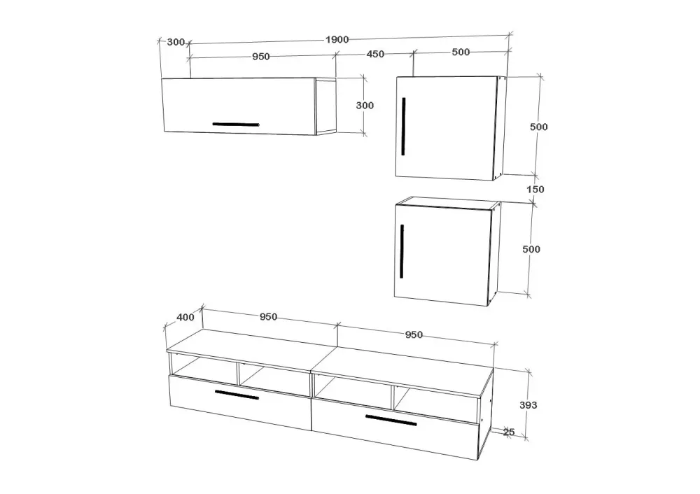Living Kos haaus V15, Alb/Stejar Artisan, L 190 cm