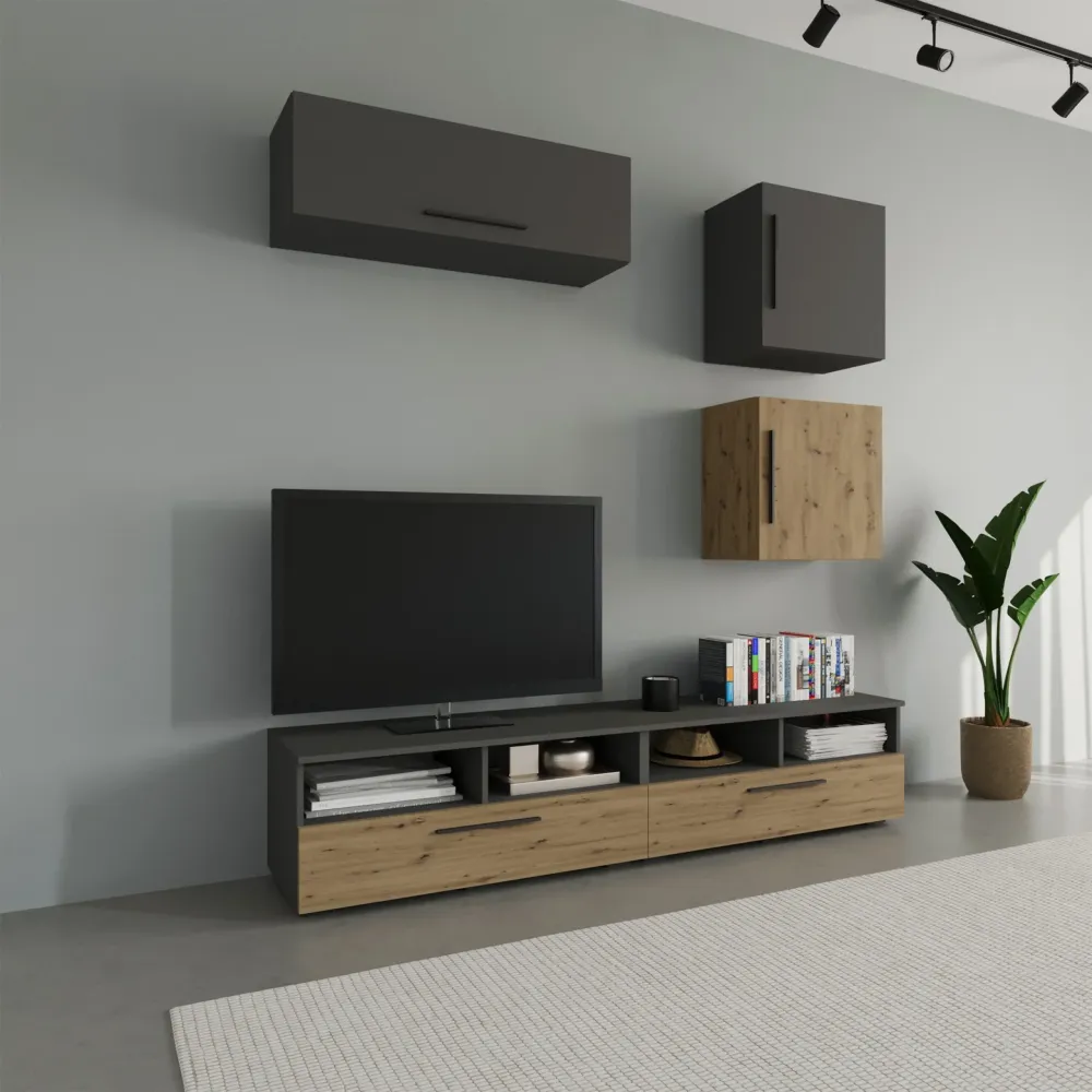 Living Kos haaus V15, Antracit/Stejar Artisan, L 190 cm