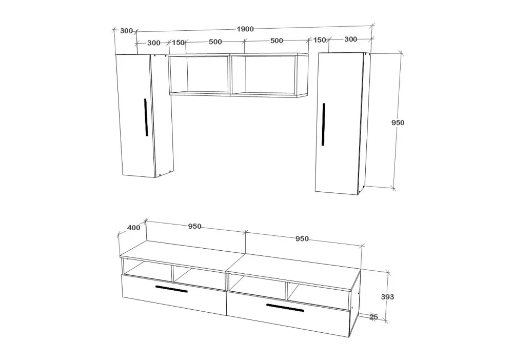 Living Kos haaus V16, Alb/Stejar Artisan, L 190 cm