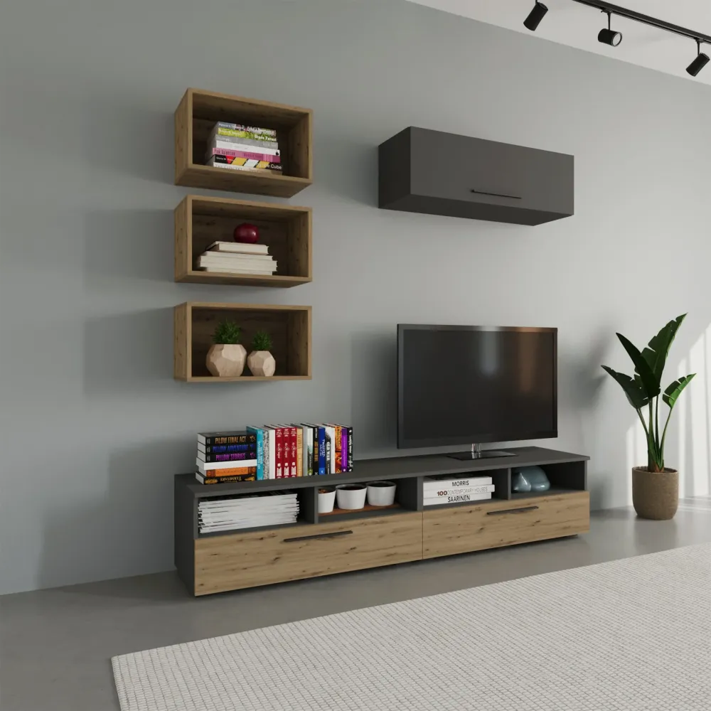 Living Kos haaus V17, Antracit/Stejar Artisan, L 190 cm