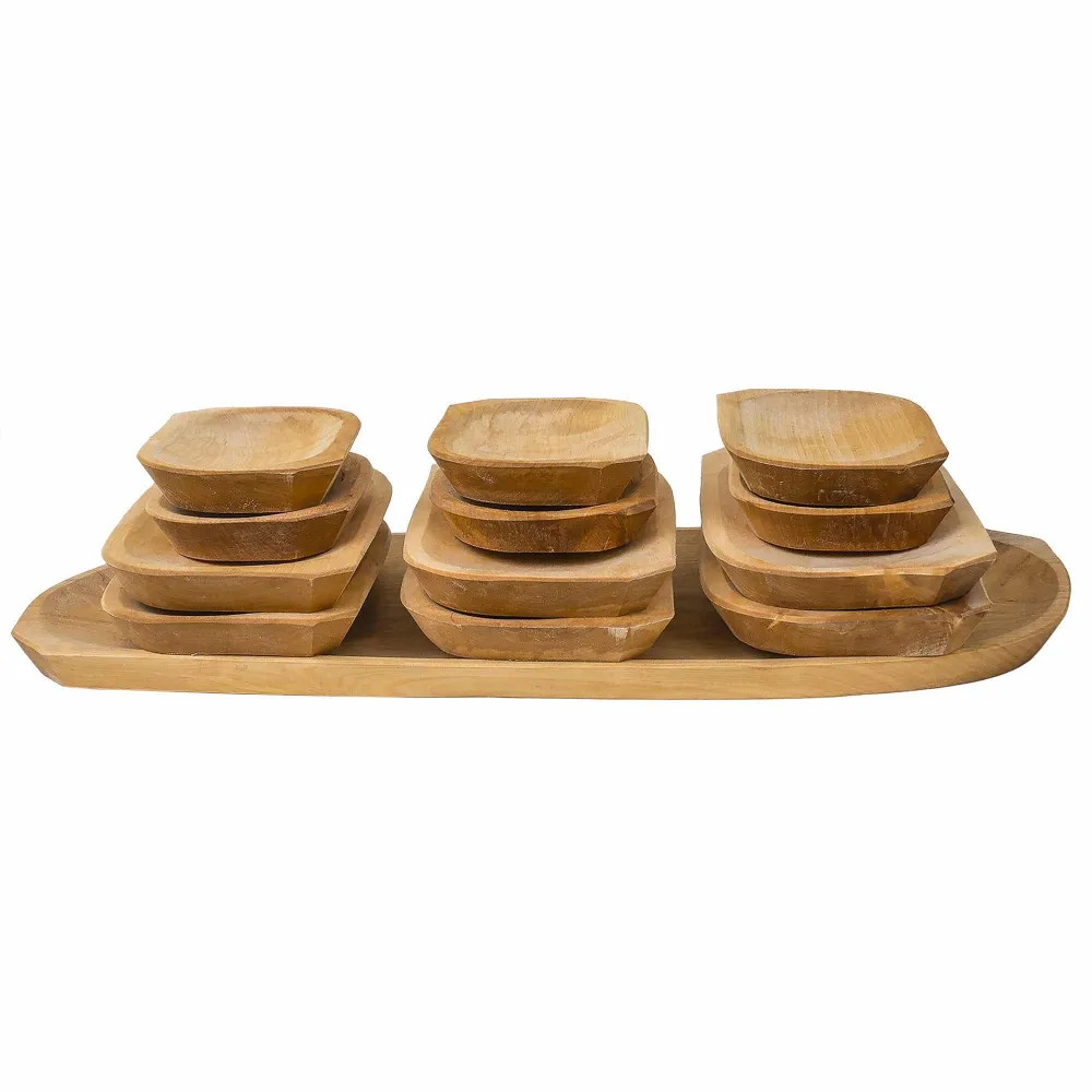 Set 13 platouri din lemn de arin pentru servire, 60x24x2.5cm / 1463