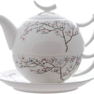 Set de ceai din porcelană fină din cireșe, 3 buc