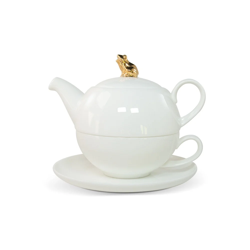 Set de ceai din porcelană fină din 3 piese Vikas Golden Frog