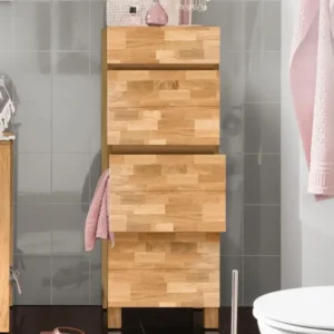 Comoda pentru baie Kaika cu fronturi din stejar natur, 40 cm lățime