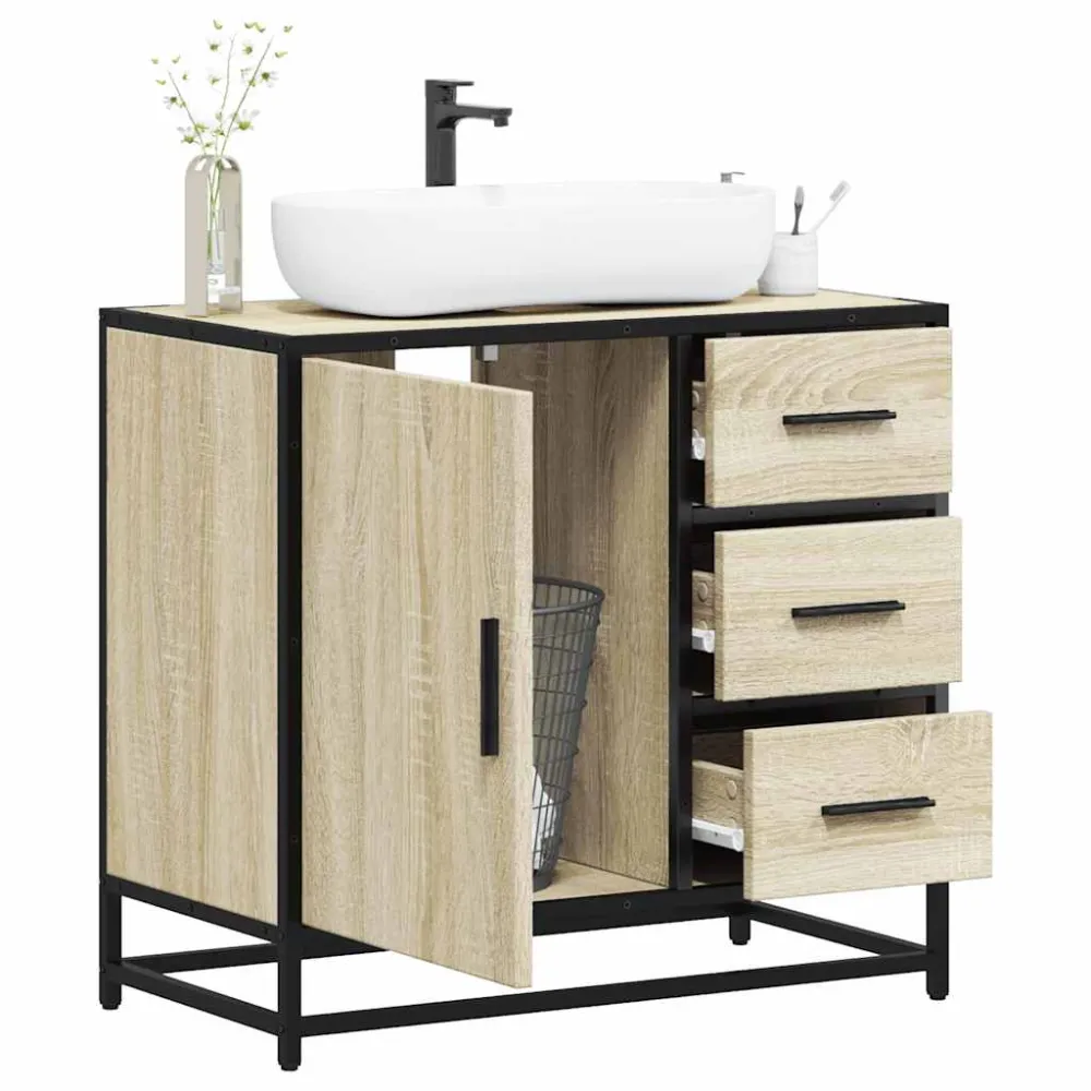 Dulap de chiuvetă baie stejar sonoma 65x33x60 cm lemn prelucrat