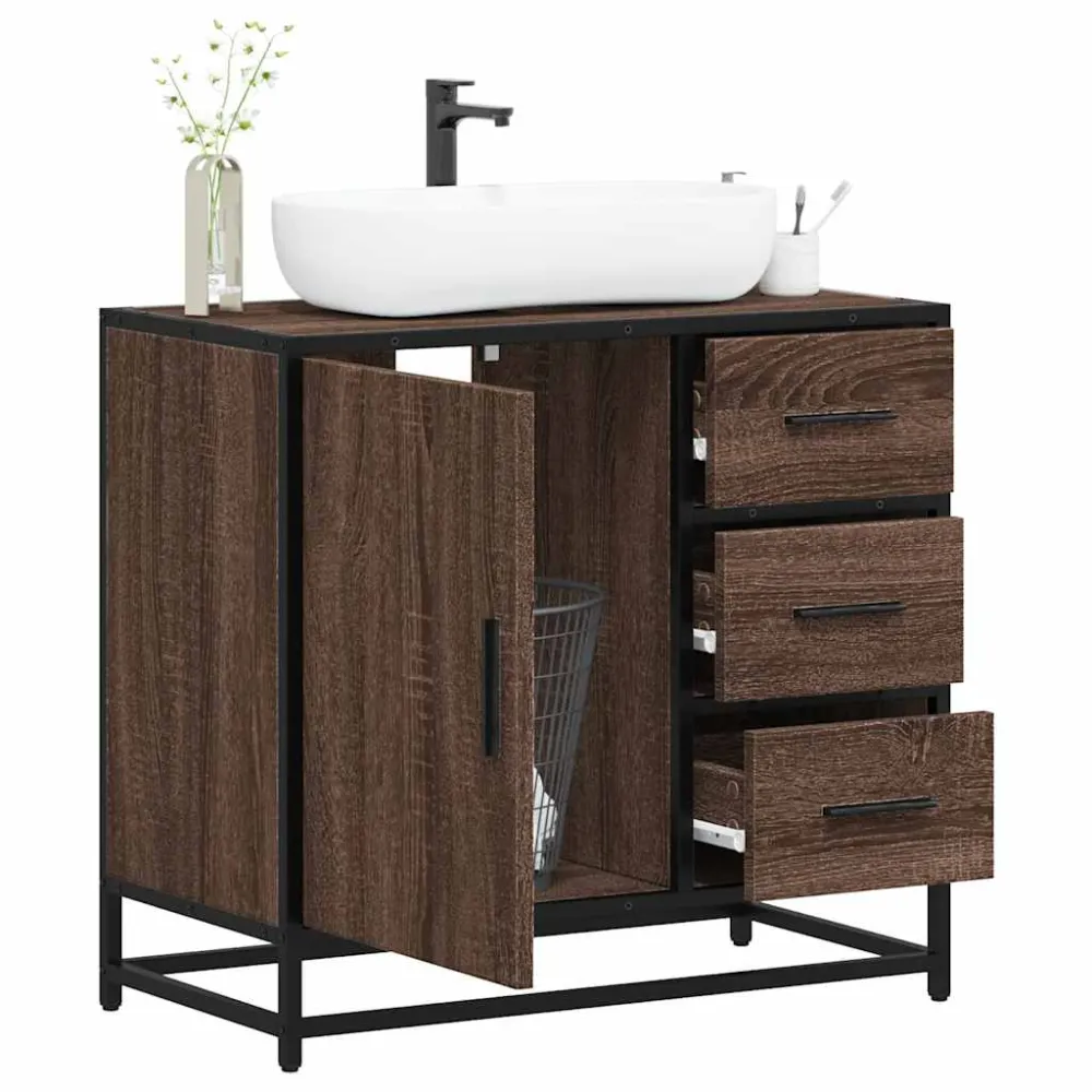 Dulap pentru chiuvetă de baie stejar maro 65x33x60 cm lemn