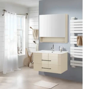Masca cu lavoar Welltime Florence bej lucios cu softclose 81 cm latime