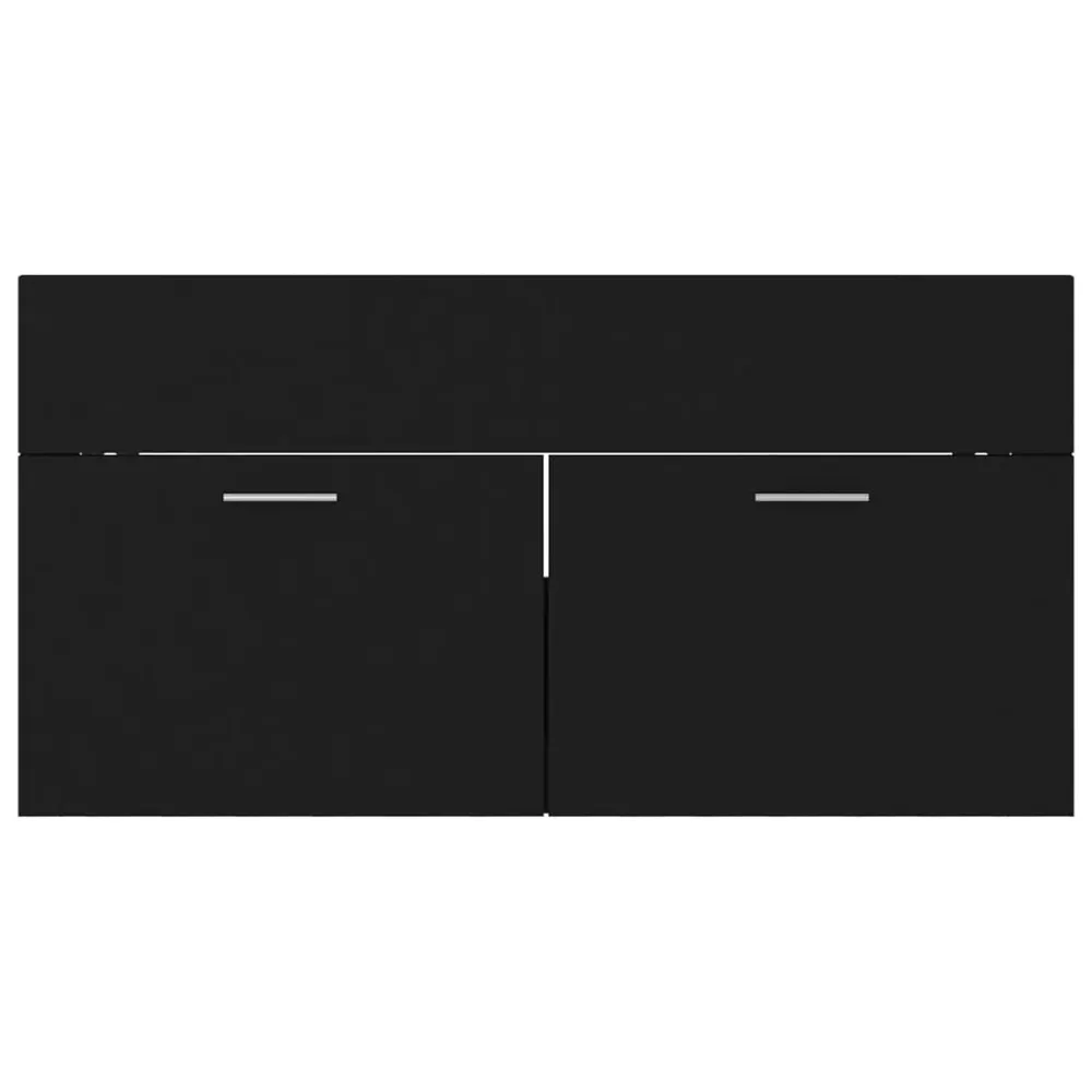 Set mobilier de baie, negru, lemn prelucrat