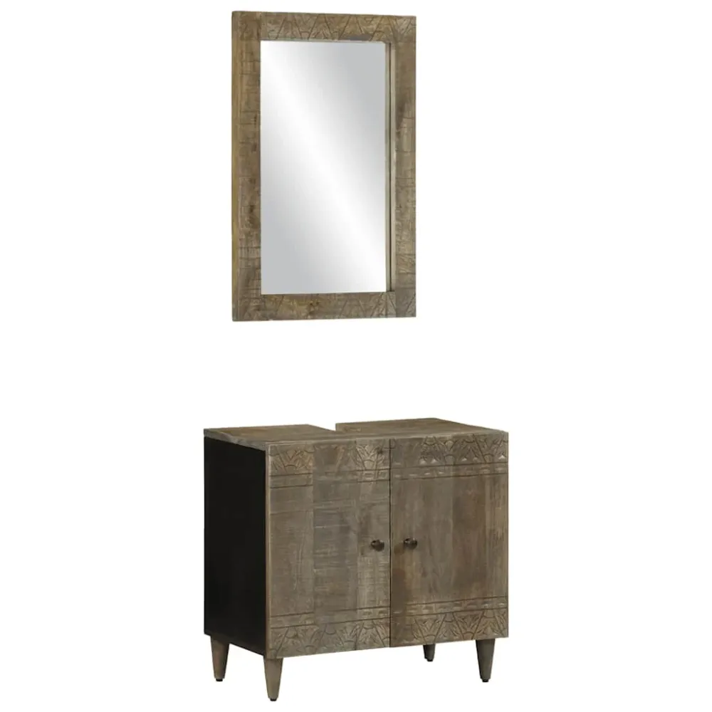 Set mobilier de baie, 2 piese, lemn masiv de mango