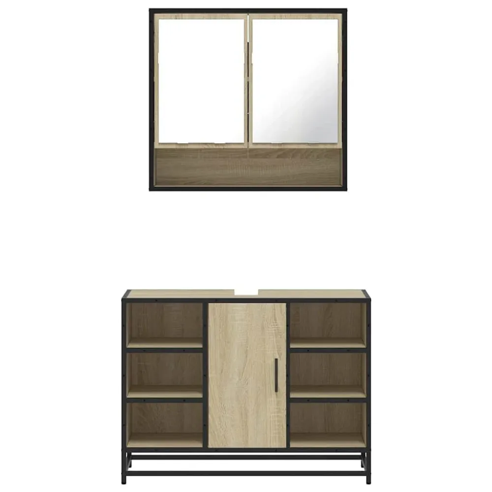 Set mobilier de baie, 2 piese, stejar sonoma, lemn prelucrat