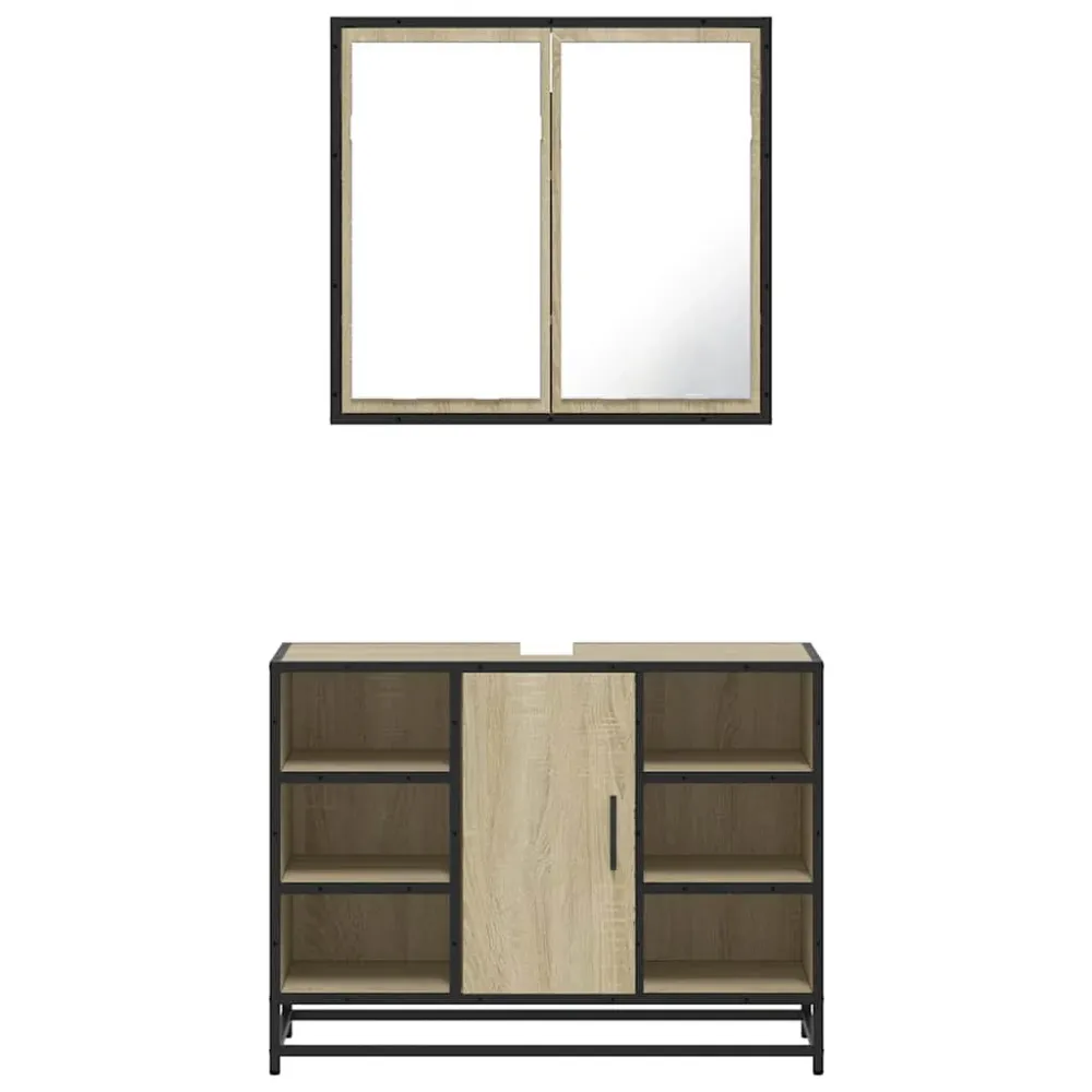 Set mobilier de baie, 2 piese, stejar sonoma, lemn prelucrat