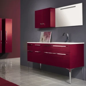 Set mobilier baie complet Arthema Vanity Line 161x50xH86 cm, bordeaux
