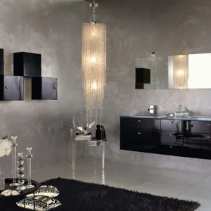 Set mobilier baie dublu complet (masca, lavoar si oglinda) Arthema Vanity Line 177x50xH53 cm, negru