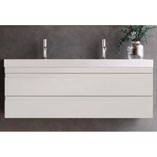 Set mobilier baie dublu (masca 2 sertare si lavoar dublu) Kolpa San Naomi 120x45xH44 cm, alb