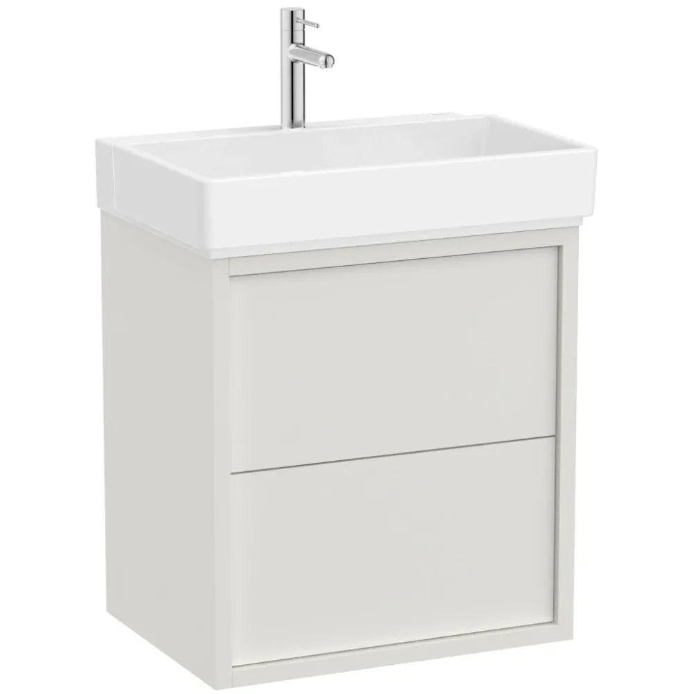 Set mobilier baie (masca si lavoar cu doua sertare) Roca Tura 60x43xH60 cm, alb
