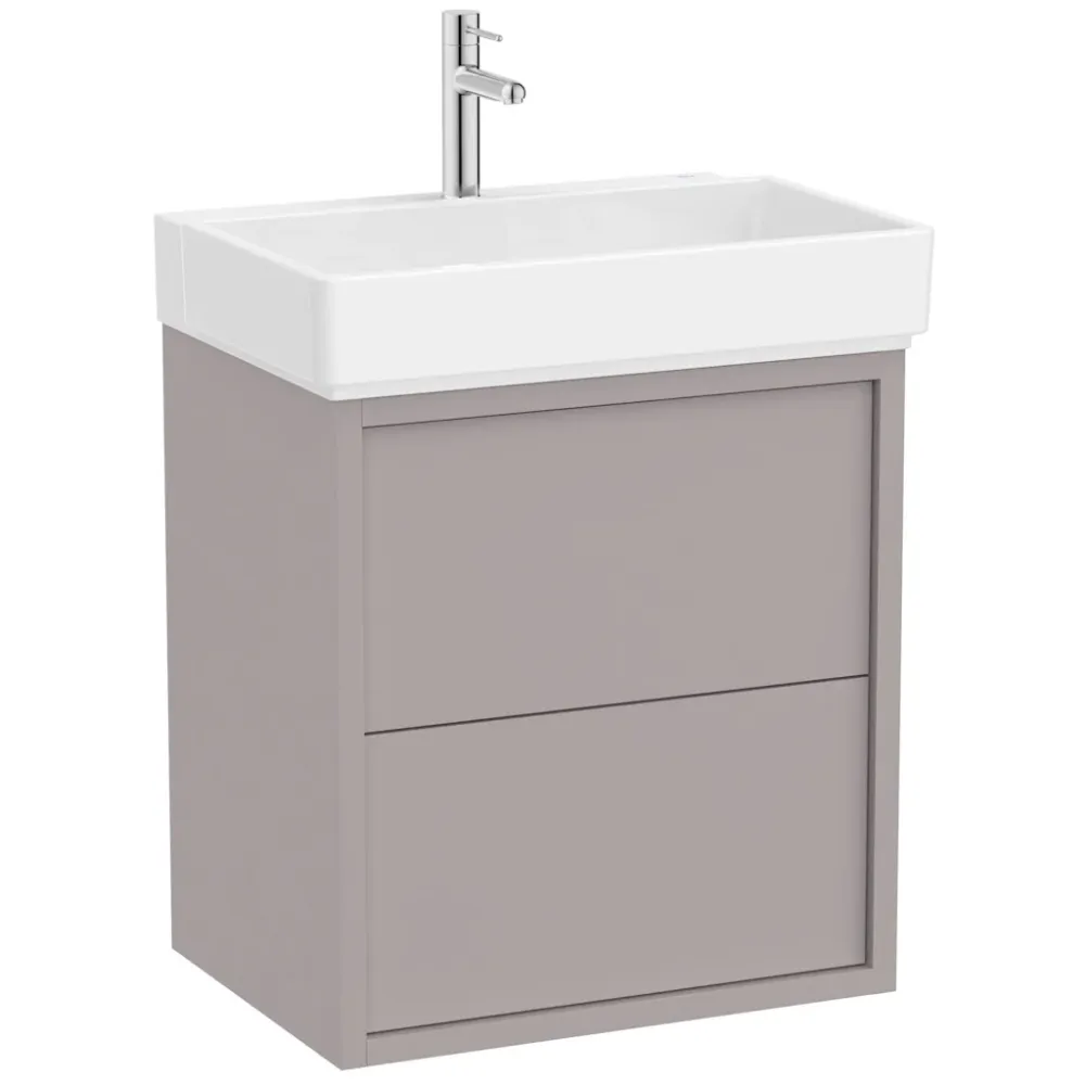 Set mobilier baie (masca si lavoar cu doua sertare) Roca Tura 60x43xH60 cm, gri (light noble grey)