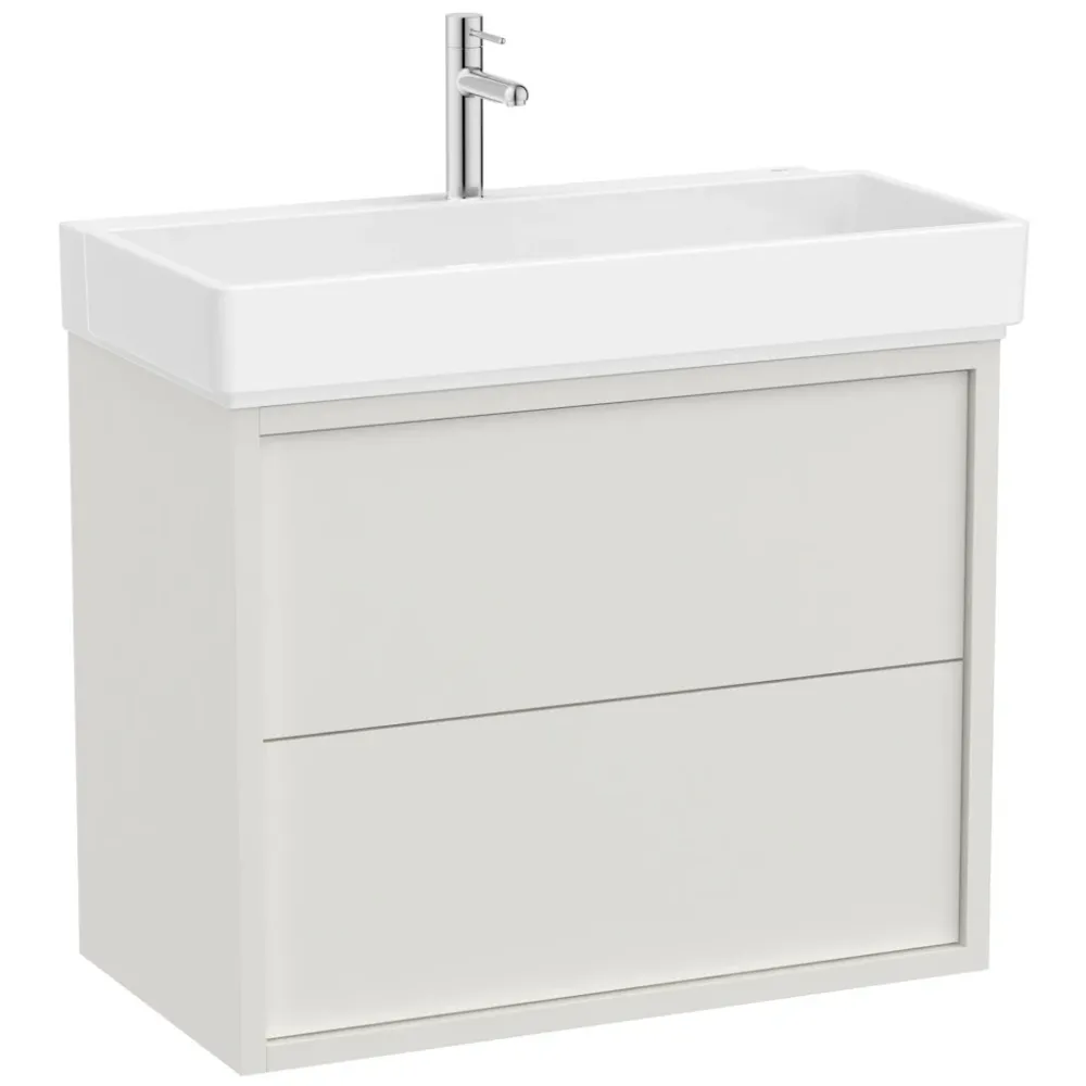 Set mobilier baie (masca si lavoar cu doua sertare) Roca Tura 80x43xH60 cm, alb