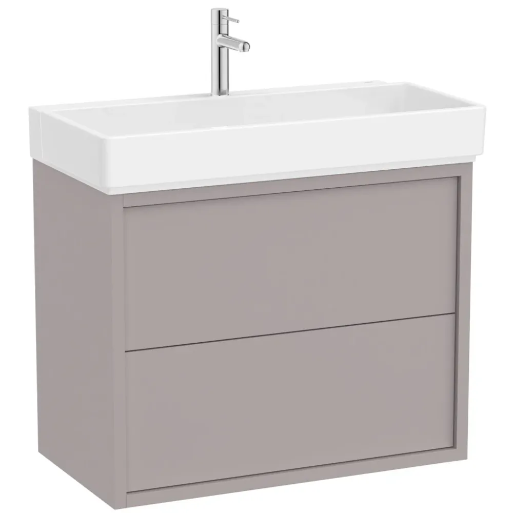 Set mobilier baie (masca si lavoar cu doua sertare) Roca Tura 80x43xH60 cm, gri (light noble grey)