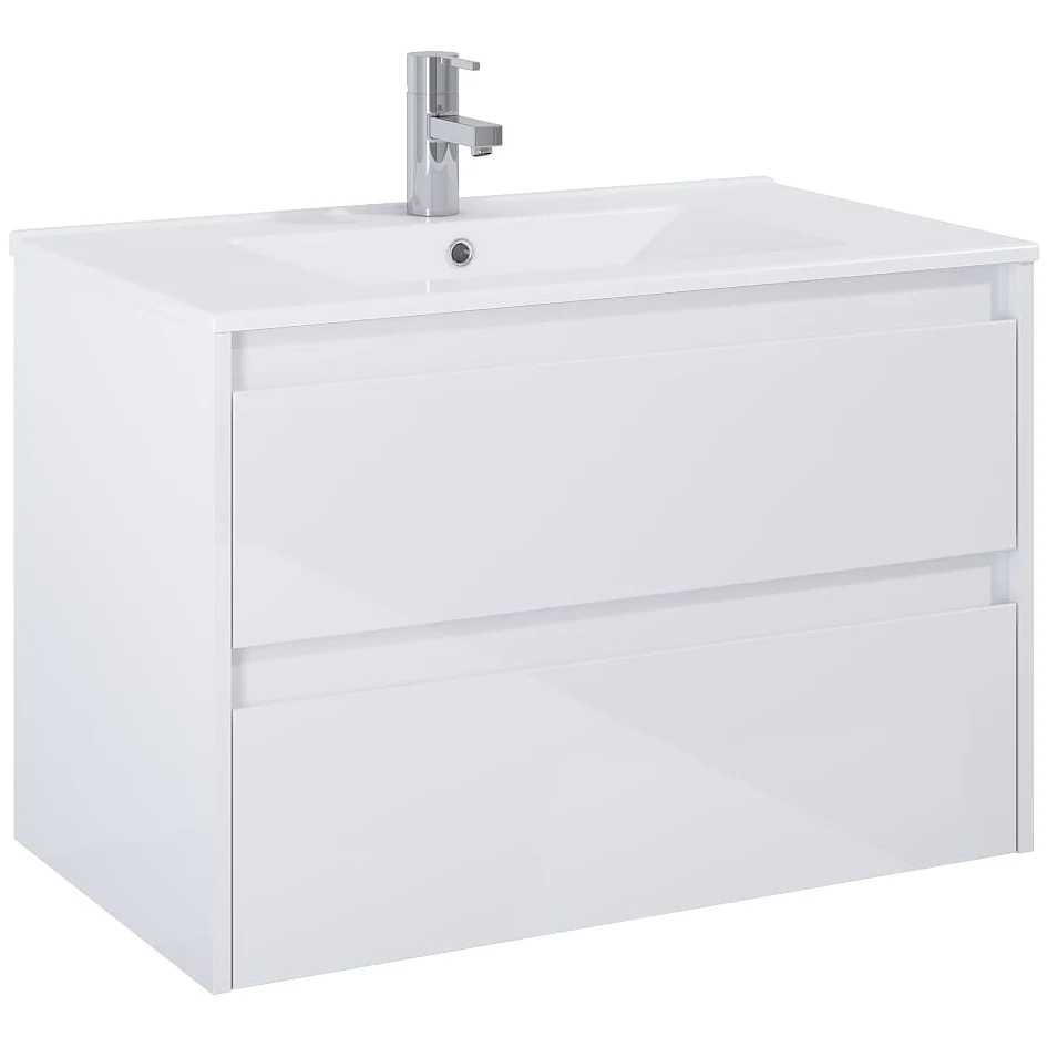 Set mobilier baie (masca si lavoar cu doua sertare) Roca Claudia 81x47xH66 cm, alb lucios