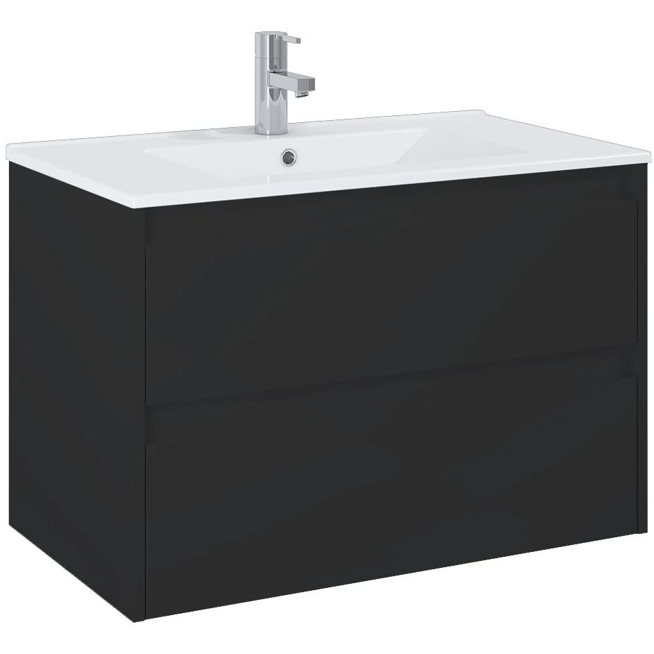 Set mobilier baie (masca si lavoar cu doua sertare) Roca Claudia 81x47xH66 cm, negru mat