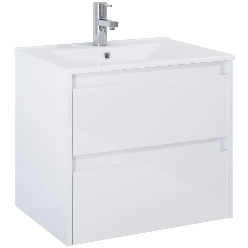 Set mobilier baie (masca si lavoar cu doua sertare) Roca Claudia 61x47xH66 cm, alb lucios
