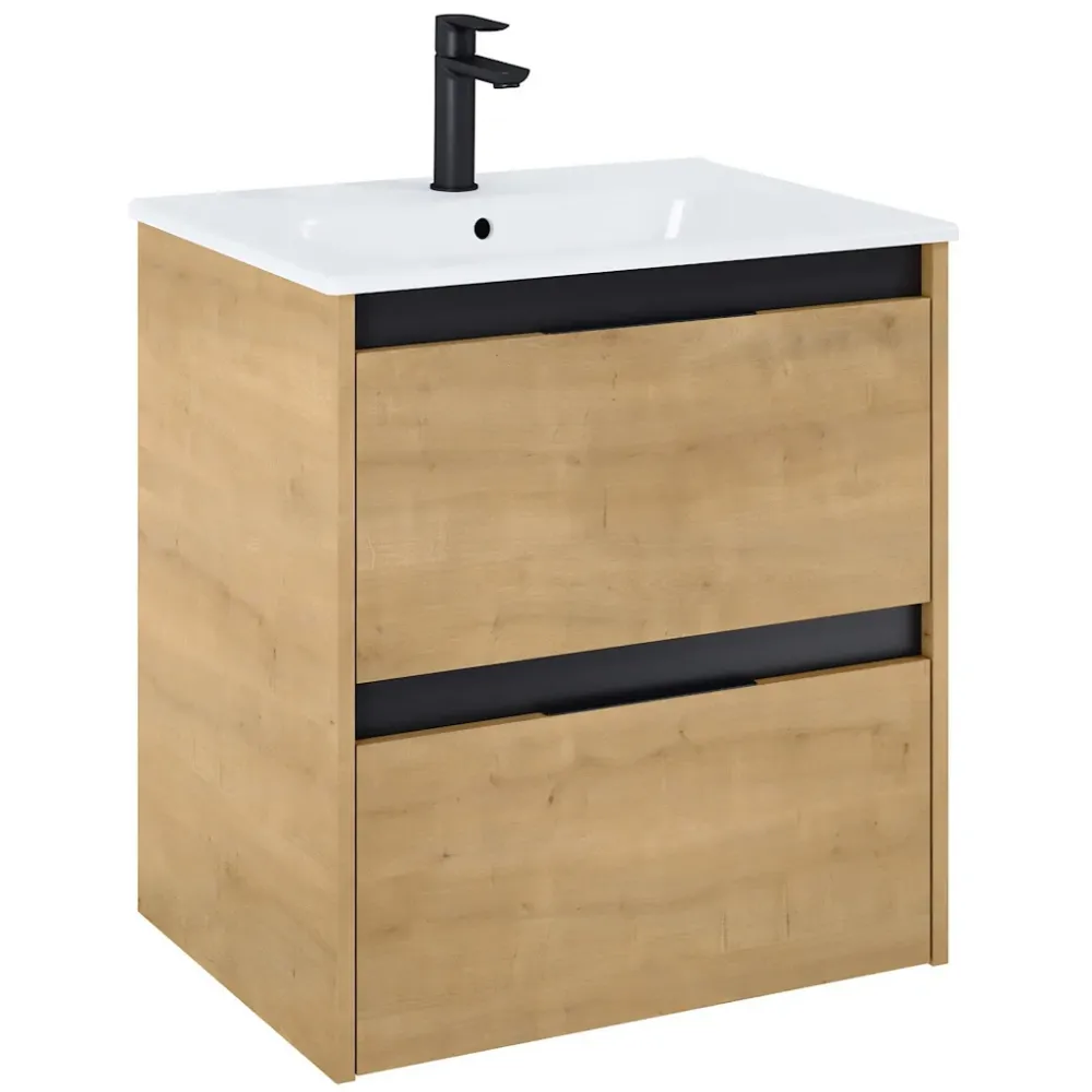 Set mobilier baie (masca si lavoar cu doua sertare) Roca Alpine 60x46xH57 cm, bej (light oak)
