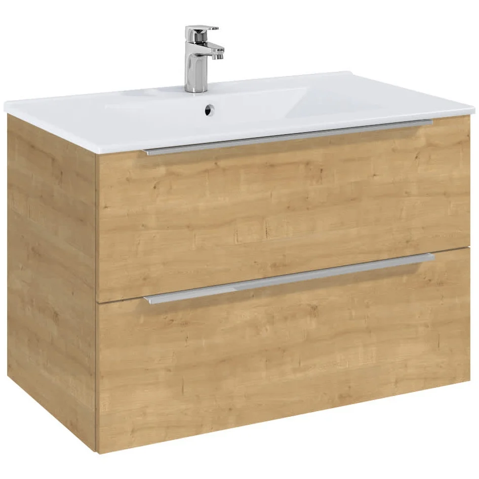 Set mobilier baie (masca si lavoar cu doua sertare) Roca Elegant Plus 80x46xH55 cm, bej (light oak)