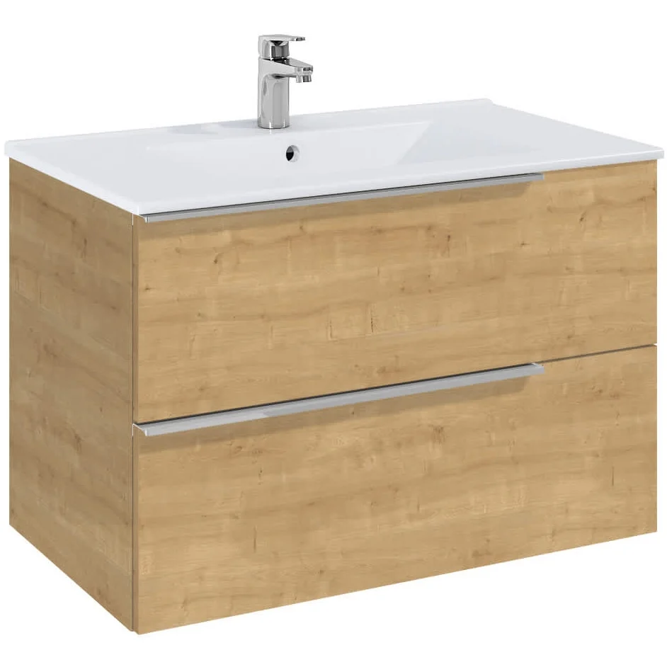 Set mobilier baie (masca si lavoar cu doua sertare) Roca Elegant Plus 80x46xH55 cm, bej (light oak)