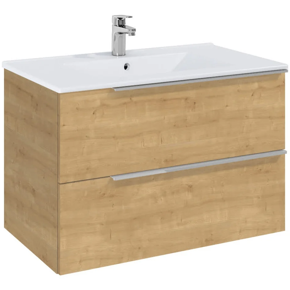 Set mobilier baie (masca si lavoar cu doua sertare) Roca Elegant Plus 80x46xH55 cm, bej (light oak)