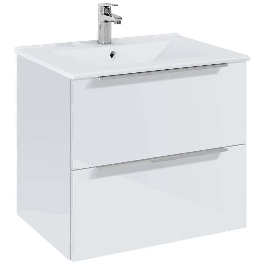 Set mobilier baie (masca si lavoar cu doua sertare) Roca Elegant Plus 61x46xH55 cm, alb lucios