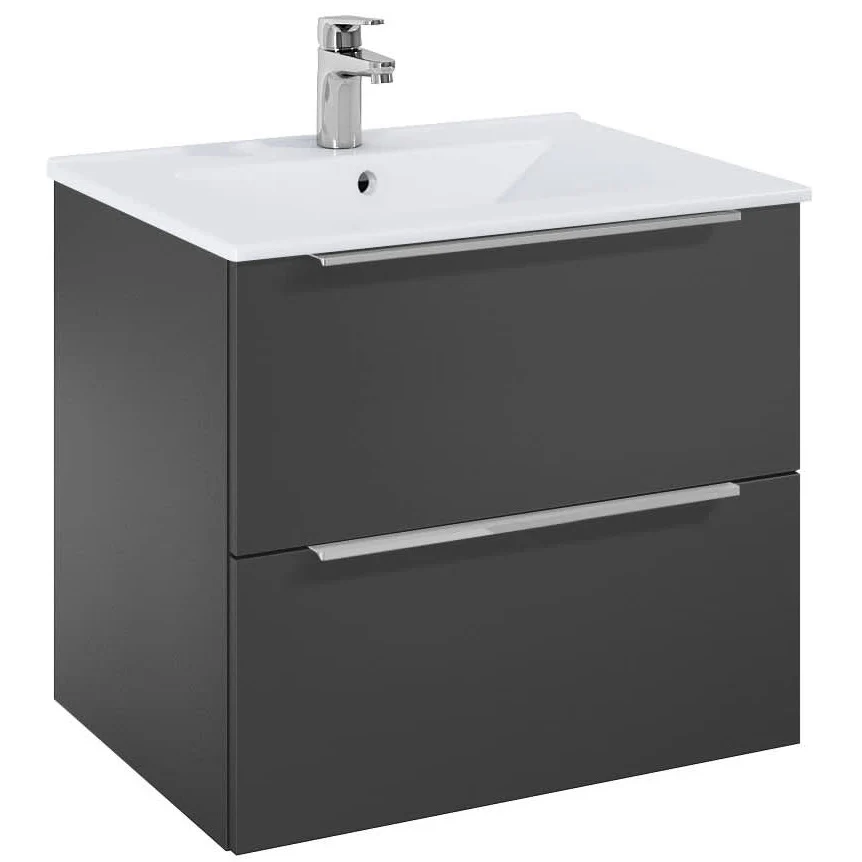 Set mobilier baie (masca si lavoar cu doua sertare) Roca Elegant Plus 61x46xH55 cm, negru