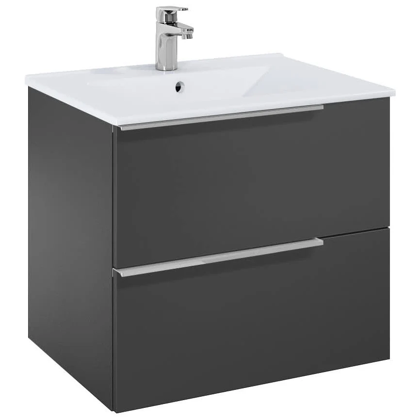 Set mobilier baie (masca si lavoar cu doua sertare) Roca Elegant Plus 61x46xH55 cm, negru
