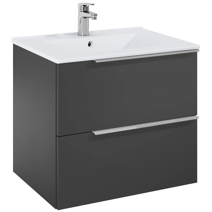 Set mobilier baie (masca si lavoar cu doua sertare) Roca Elegant Plus 61x46xH55 cm, negru