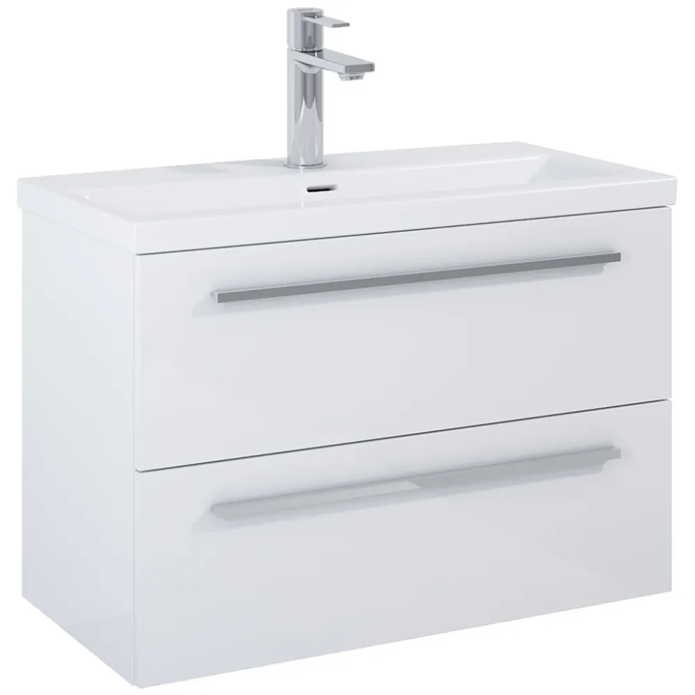 Set mobilier baie (masca si lavoar cu doua sertare) Roca Kwadro Plus 80x38xH53 cm, alb lucios
