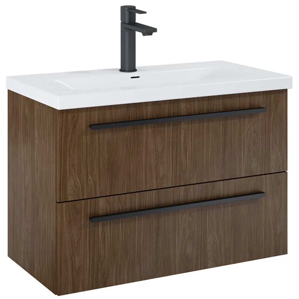 Set mobilier baie (masca si lavoar cu doua sertare) Roca Kwadro Plus 80x38xH53 cm, maro (alpine walnut)