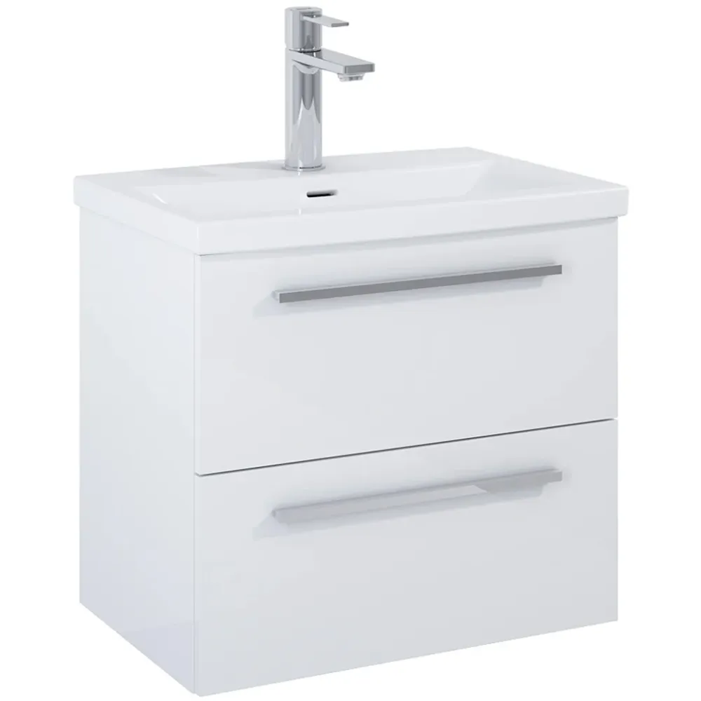Set mobilier baie (masca si lavoar cu doua sertare) Roca Kwadro Plus 60x38xH53 cm, alb lucios