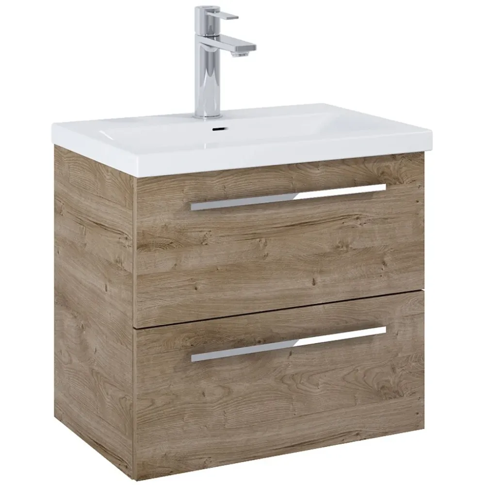 Set mobilier baie (masca si lavoar cu doua sertare) Roca Kwadro Plus 60x38xH53 cm, bej (rural oak)