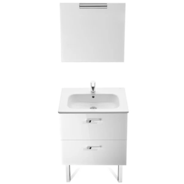 Set mobilier baie (masca cu lavoar, oglinda si aplica) Roca Victoria Basic 60 cm, alb