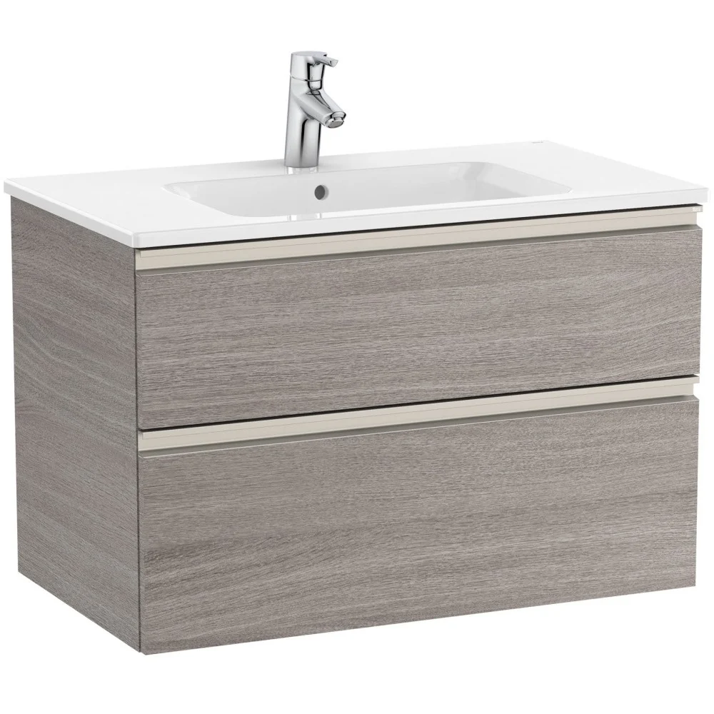 Set mobilier baie (masca si lavoar) Roca Gap 80x46xH54 cm, stejar inchis (city oak)