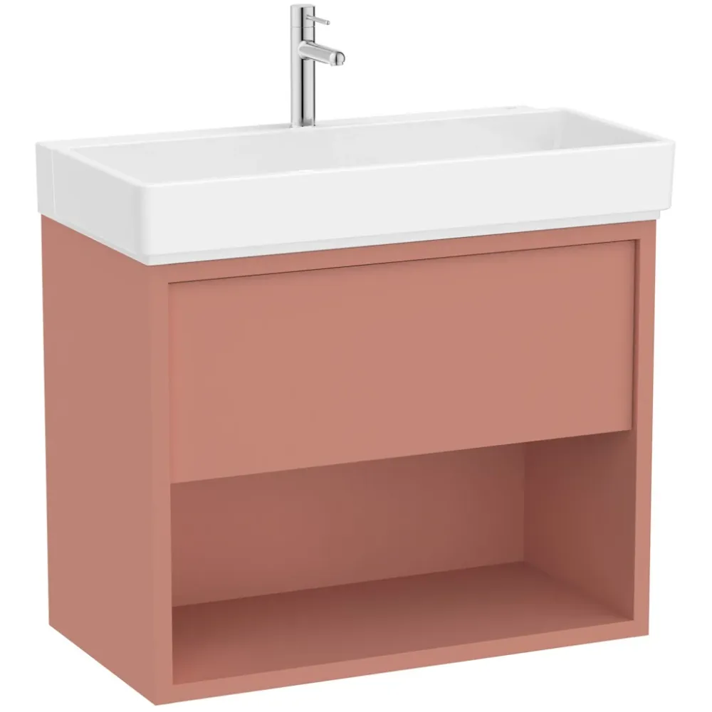 Set mobilier baie (masca si lavoar cu sertar si raft) Roca Tura 80x43xH60 cm, caramiziu (light terracotta)