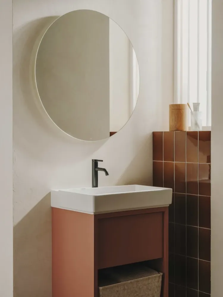 Set mobilier baie (masca si lavoar cu sertar si raft) Roca Tura 80x43xH60 cm, caramiziu (light terracotta)
