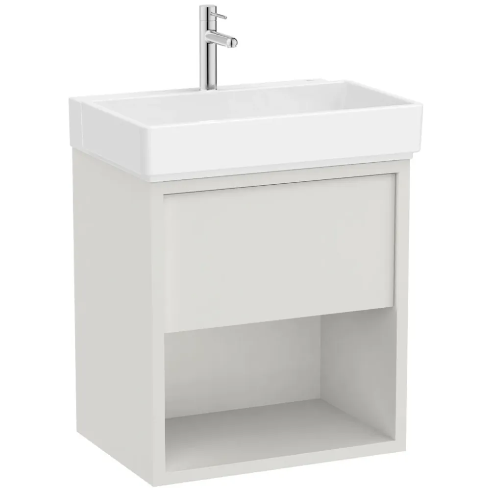 Set mobilier baie (masca si lavoar cu sertar si raft) Roca Tura 60x43xH60 cm, alb