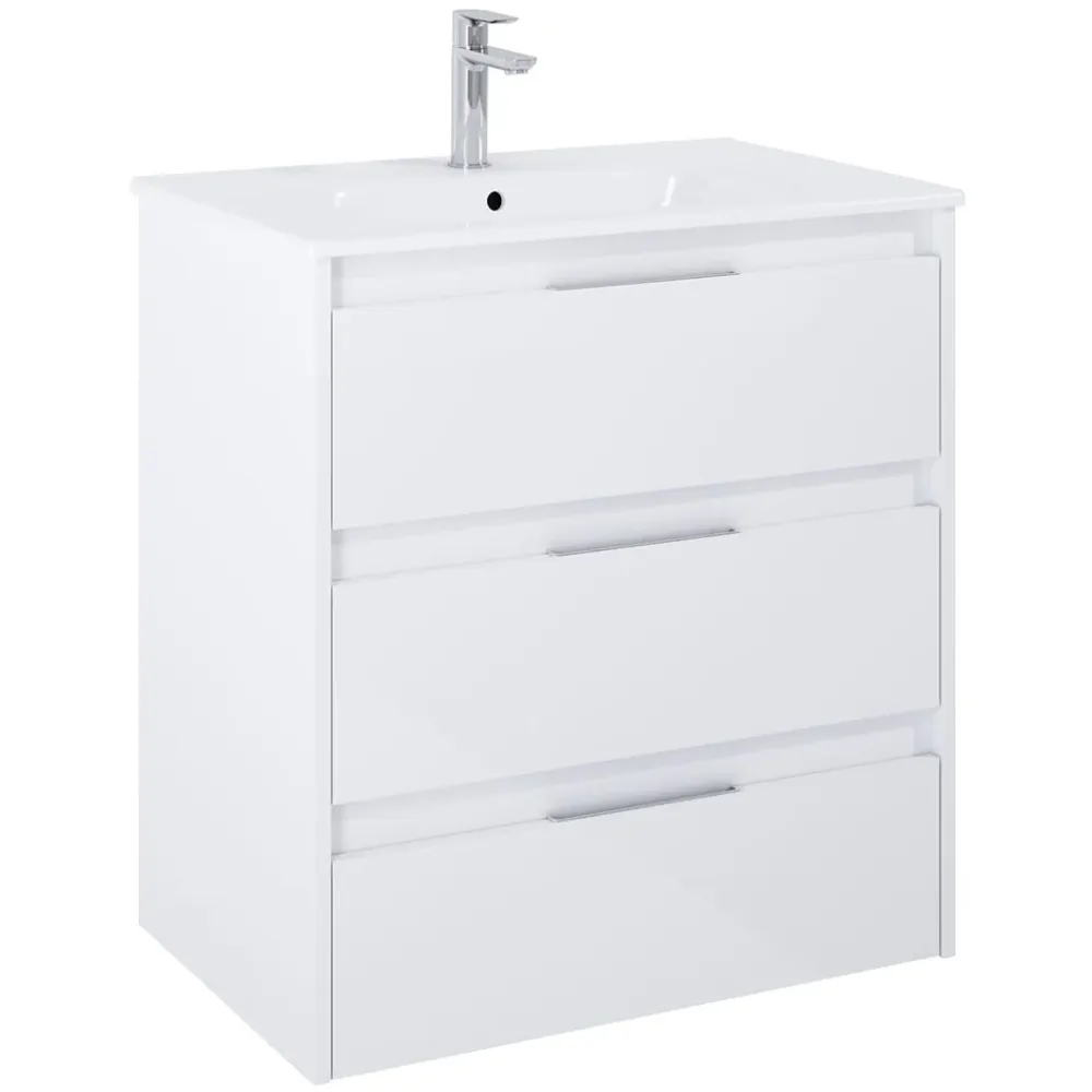 Set mobilier baie (masca si lavoar cu trei sertare) Roca Alpine 70x46xH74 cm, alb lucios
